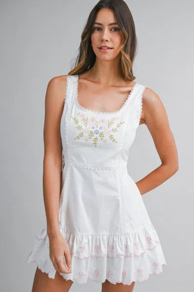 Mable Embroidered Mini Dress Off White