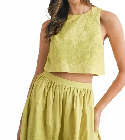 Mable Emma Embroidered Top In Lime In Green