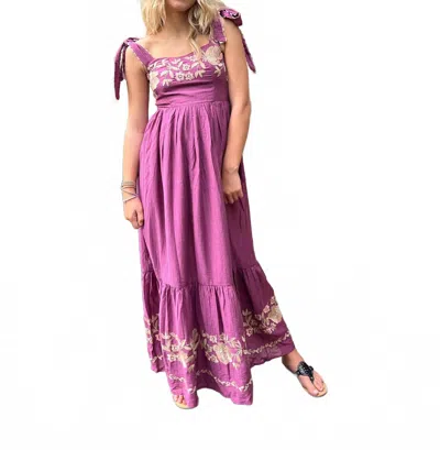 Mable Enchanted Embroidered Maxi Dress In Plum In Pink