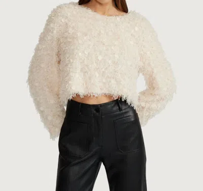 Mable Erna Fringe Sweater Top In Cream In White