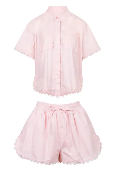 Mable Eve Lace Shirt And Short Set Pink
