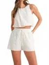 Mable Eyelet Bubble Hem Sleeveless Top And Shorts Set In White In White