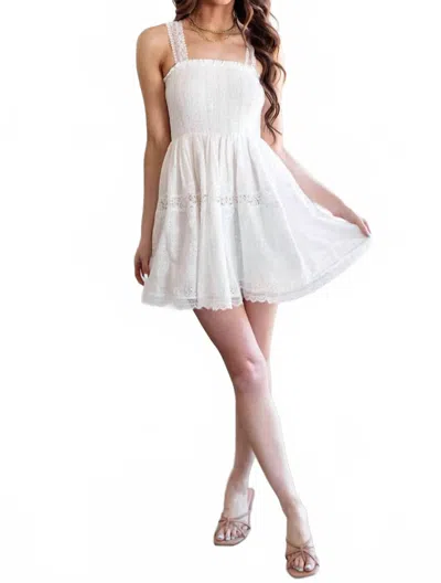 Mable Eyelet Lace Mini Dress In White