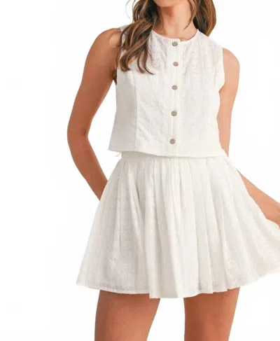Mable Eyelet Lace Top Skirt Set In Off White