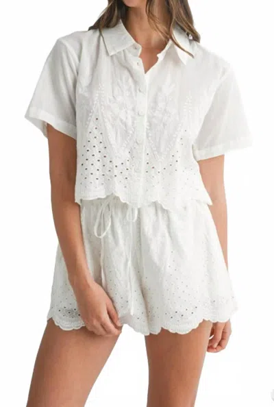 Mable Eyelet Short Set In White