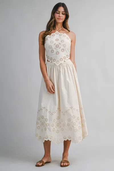 Mable Eyelet Top And Skirt Set Ecru In Neutral