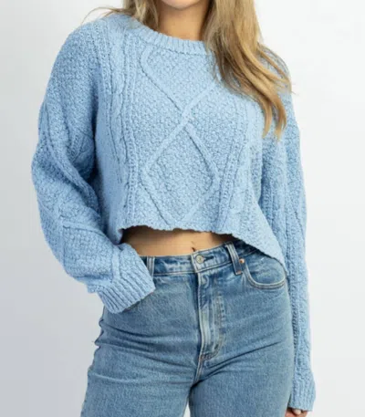 Mable Fairytale Cableknit Sweater In Baby Blue