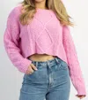Mable Fairytale Cableknit Sweater In Baby Pink In Pink