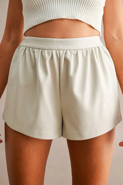 Mable Faux Leather Short Taupe In White