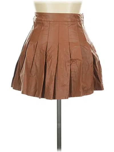 Pre-owned Mable Faux Leather Skirt In Brown
