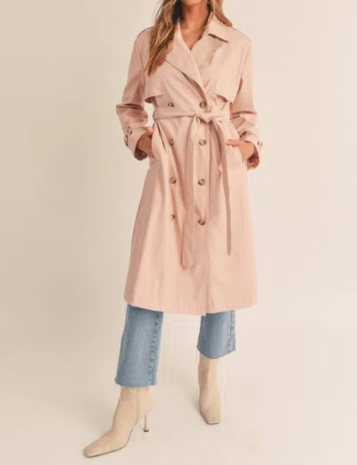 Mable Faux Leather Trench Coat In Dusty Rose In Multi