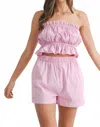 Mable Fionnuala Stripe Tube Top & Short Set In Pink In Pink