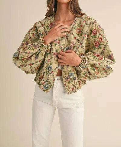 Mable Floral Bomber Jacket In Green/multi