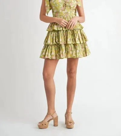Mable Floral Corset Mini Dress In Kiwi