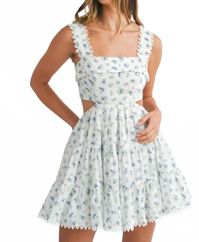 Mable Floral Cutout Dress In Blue In White