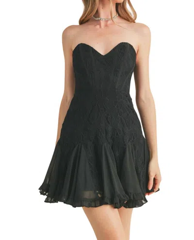 Mable Floral Lace Tube Mini Dress In Black