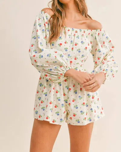Mable Floral Off Shoulder Romper In Off White