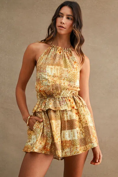 Mable Floral Paisley Romper Dijon Multi