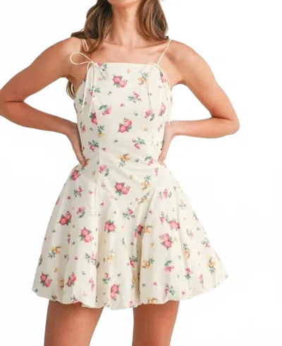 Mable Floral Print Mini Dress In Cream In Animal Print