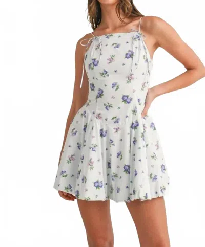 Mable Floral Print Mini Dress In Light Blue In White