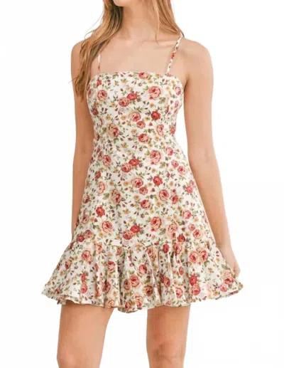 Mable Floral Print Mini Dress In Red In Multi