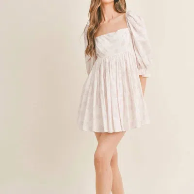 Mable Floral Print Puff Sleeve Square Neck Mini Dress In Floral White/pink