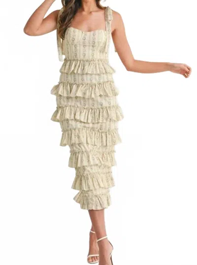 Mable Floral Print Ruffle Tiered Bustier Midi Dress In Multi