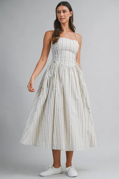 Mable Floral Side Lace Midi Dress Blue In Multi