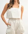 Mable Floral Square Neck Set In Light Taupe In White