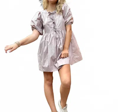 Mable French Bow Mini Dress In Dusty Mauve In White