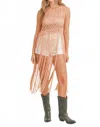 Mable Fringed Knit Cover Up Top In Pink In Pink