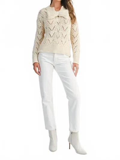 Mable Front Big Bow Knit Sweater In Cream In White