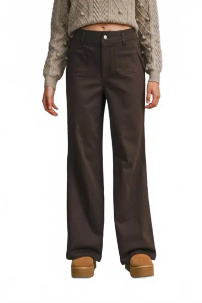 Mable Front Patch Wide Leg Pants In Choc Brown