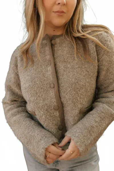 Mable Fuzzy Boxy Crop Jacket In Mocha In Brown