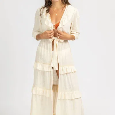 Mable Gauze Ruffle Duster Coverup In White