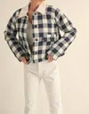 Mable Gingham Plaid Jacket In Blue And White In Multi