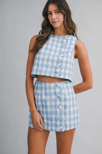 Mable Gingham Top And Skort Set Blue In Multi
