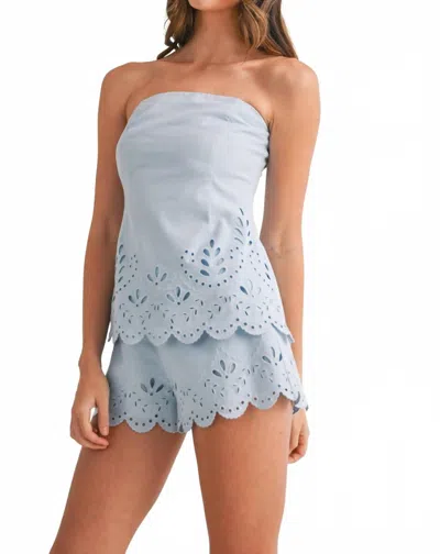 Mable Hadley Tunic Tube Top And Short Set In Light Blue