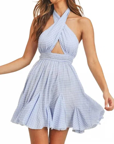Mable Halter Neck Mini Dress In Blue