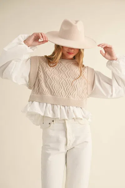 Mable Heidi Sweater Blouse In Taupe In Grey