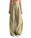Mable High Rise Pintuck Wide Leg Pants In Green