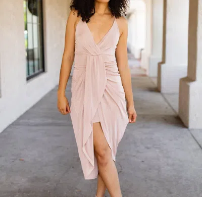 Mable Isabella Wrap Midi Dress In Light Mauve In Pink