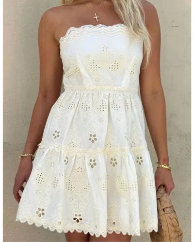 Mable Islet Strapless Mini Dress In Cream In White