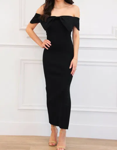 Mable J'adore Off Shoulder Bow Maxi Dress In Black