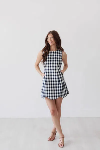 Mable Jocelyn Mini Dress In Navy White Gingham In Multi