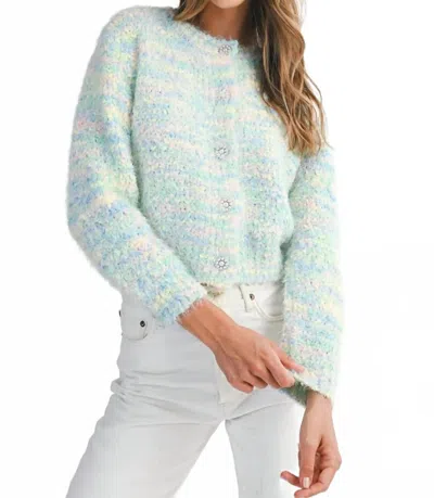 Mable Kendra Button Sweater In Mint In Multi