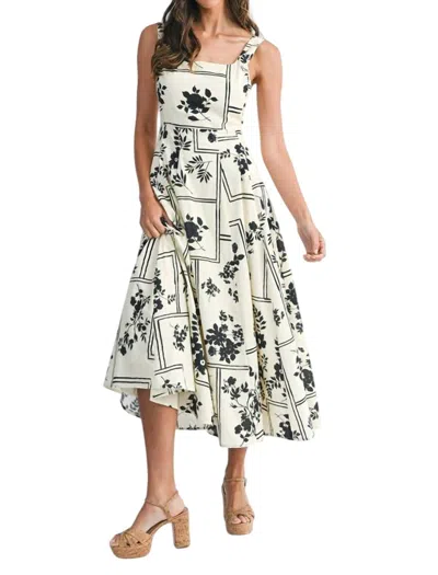 Mable Kennedy Floral Midi Dress In Cream/black In Multi