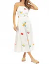 Mable Kiara Embroidered Midi Dress In White In White