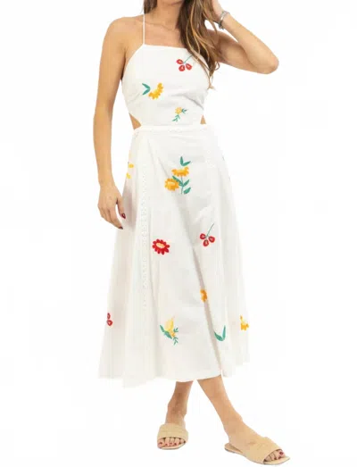 Mable Kiara Embroidered Midi Dress In White