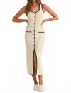 Mable Knit Button Down Midi Dress In Beige In Neutral